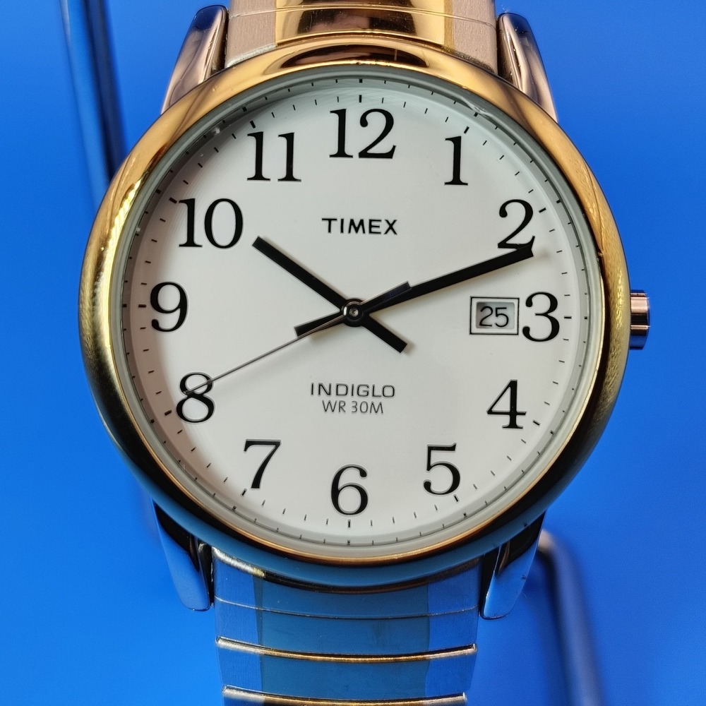 2018 Timex Easy Reader Indiglo Date Two Tone 35mm Mens Quartz Dress Watch Resto